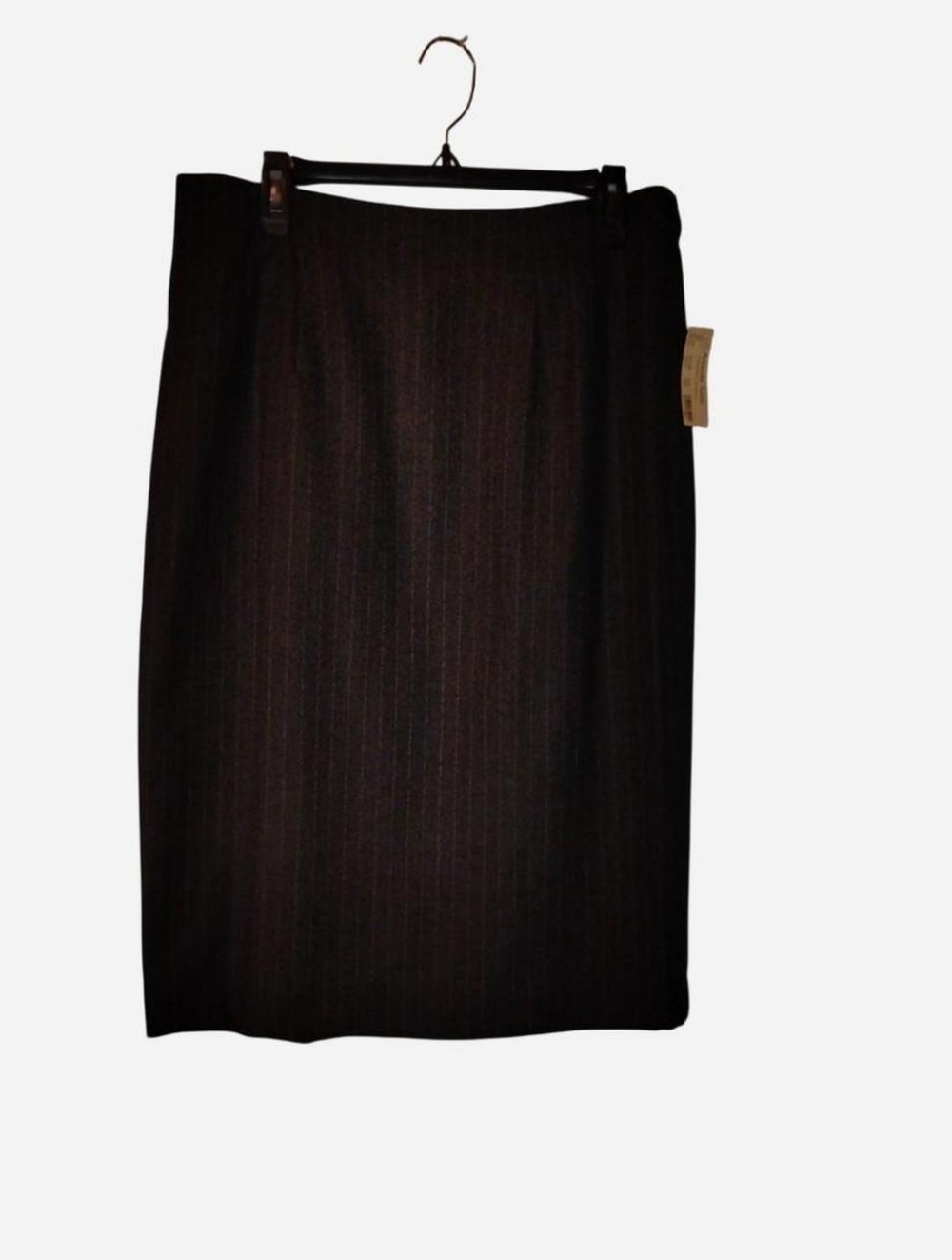 NWT Amanda Smith Woman 100% Wool Pinstripe Pencil Skirt Gray Size 16W Profession